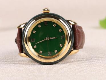 Leather Dark Natural Green Stone Vintage Watch