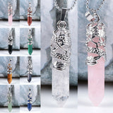 Quartz Crystal Chakra  Natural Stone Necklace