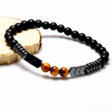 Natural Matte Onyx Beads With Tiger Eye
