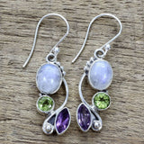 Natural Moon Stone Silver Earrings