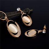 Opal Jewelry Pendant Necklace & Stud Earrings